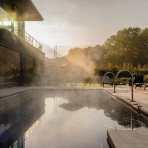 The outdoor pool area of the Carden Park spa