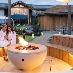Outdoor fire pit at Carden Park's Spa