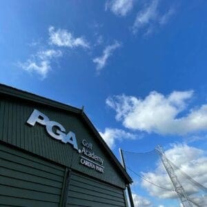 The outside building of the PGA Golf Academy