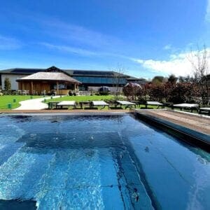 A thermal pool outside of the Carden Park Spa