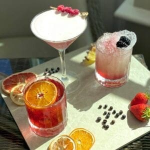 Three cocktails in Morgan's Bar