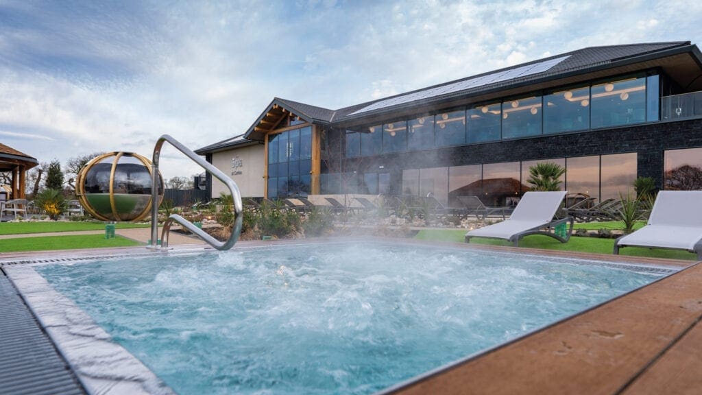 The outdoor hot tub at Carden park spa