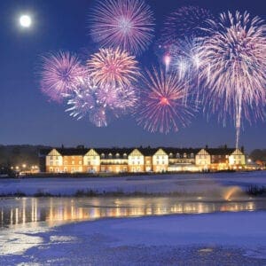 Firework display over Carden park hotel