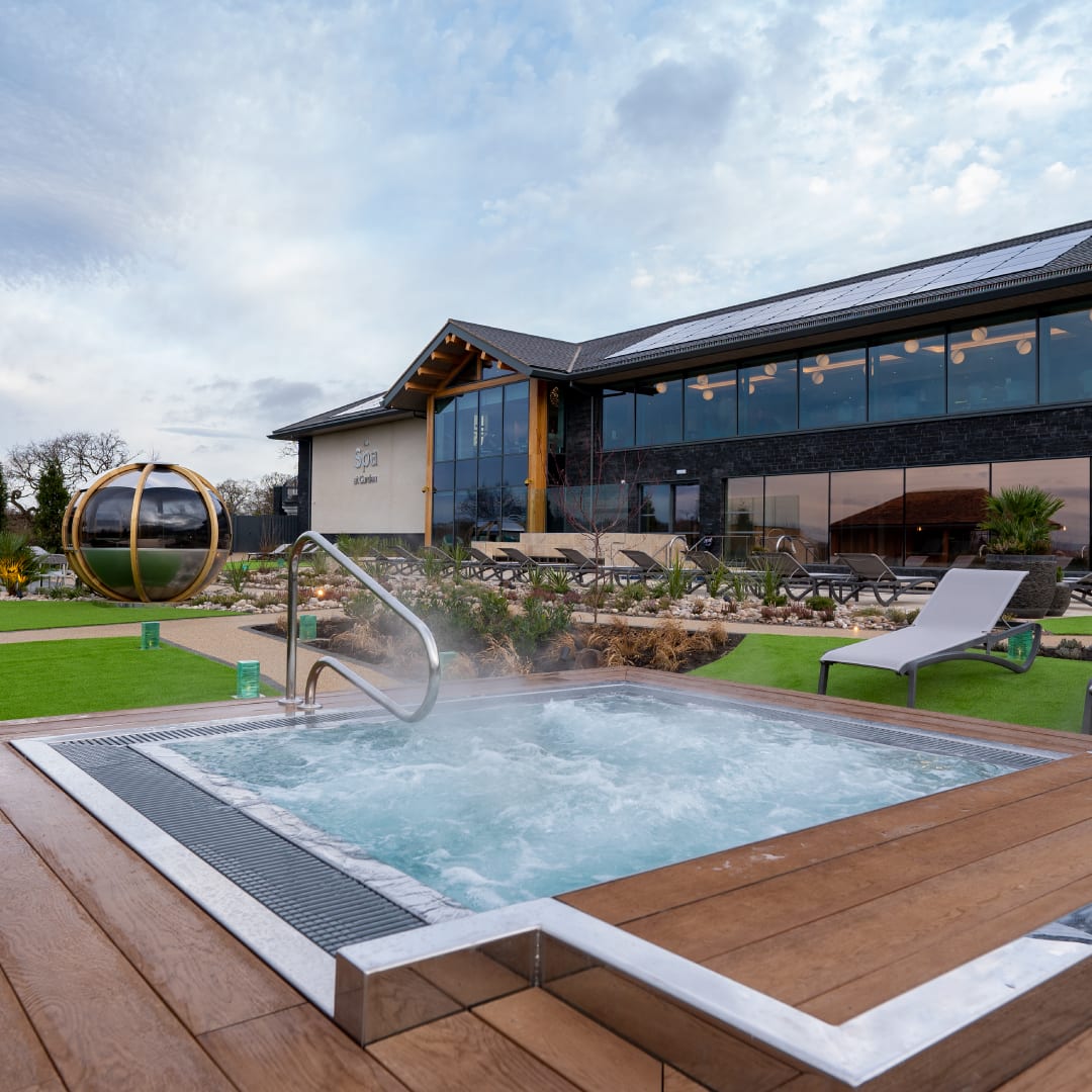 The outdoor hot tub at Carden park spa