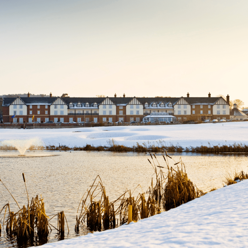 The Carden park hotel with snow