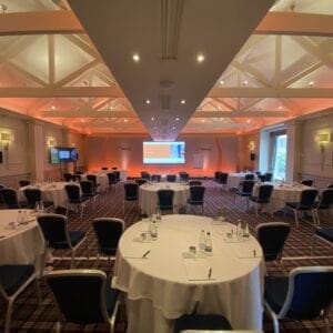 A conference room setup at Carden Park Hotel