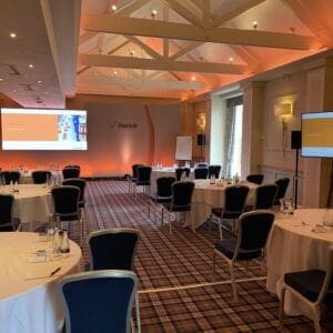 A conference room setup at Carden Park Hotel