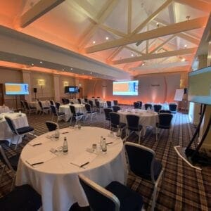 A conference room setup at Carden Park Hotel