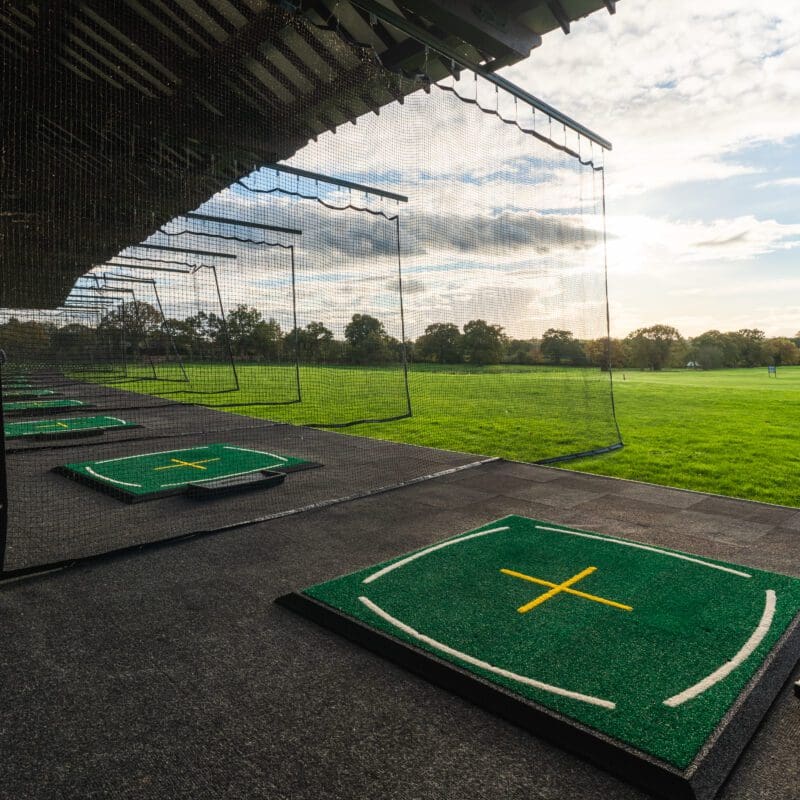 Four driving range bays